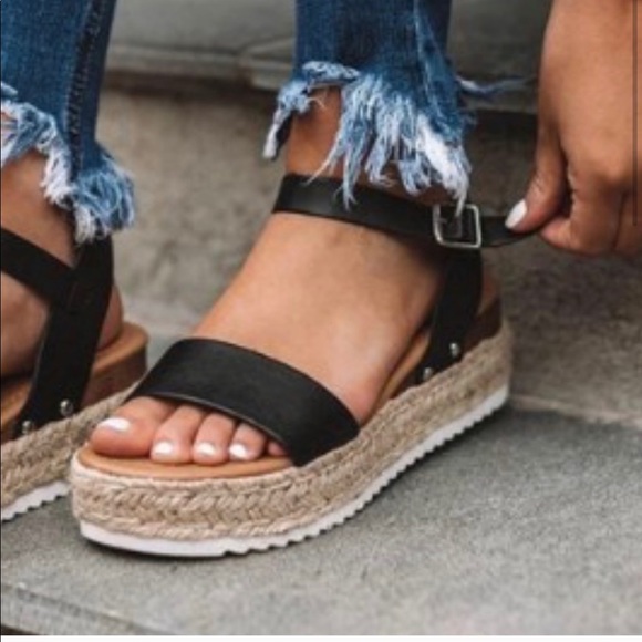 Black Espadrille Wedge - Picture 4 of 8